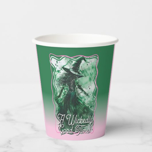 Wicked Good Time Groene Heks Tekening Verjaardag Papieren Bekers (Voorkant)