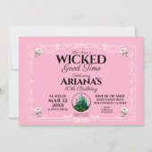 Wicked Good Time Roze verjaardagsfeestje uitnodigi Kaart (Voorkant)