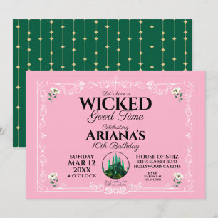 Wicked Good Time Roze verjaardagsfeestje uitnodigi Kaart