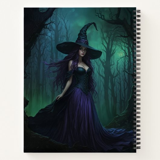 Wicked Halloween Witch in Paarse en zwarte naam Notitieboek (Achterkant)