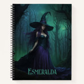Wicked Halloween Witch in Paarse en zwarte naam Notitieboek (Voorkant)
