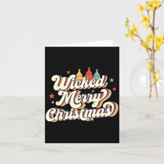 Wicked Merry Christmas Retro Groovy New England Xm Kaart (Gele Bloem)