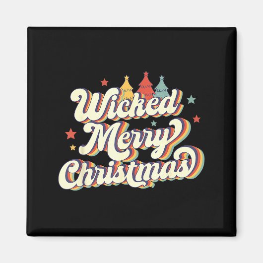 Wicked Merry Christmas Retro Groovy New England Xm Magneet (Voorkant)