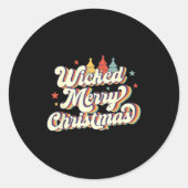Wicked Merry Christmas Retro Groovy New England Xm Ronde Sticker (Voorkant)