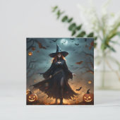 Wicked Night: Enge Halloween-heks en haar vleermui Save The Date (Staand voorkant)