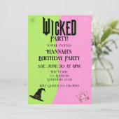 Wicked Pink Green Birthday Invitation (Debout devant)