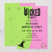 Wicked Pink Green Birthday Invitation (Devant / Derrière)