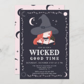 Wicked Witch Black Cat Halloween Party Invitation (Devant / Derrière)