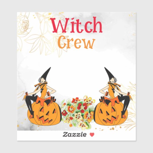 Wicked Witch Crew Halloween Sinaasappel Jack O lan Sticker (Vel)