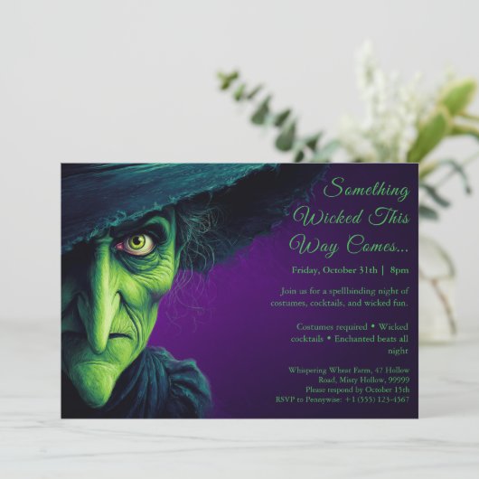 Wicked Witch Halloween Costume Fête Invitation (Debout devant)