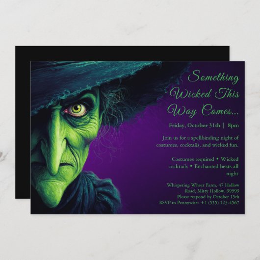 Wicked Witch Halloween Costume Fête Invitation (Devant / Derrière)