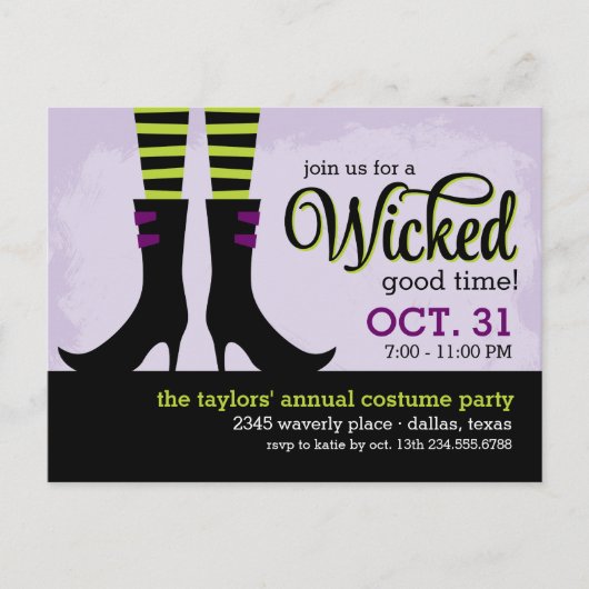 Wicked Witch Halloween Kostuum Party Uitnodiging (Voorkant)