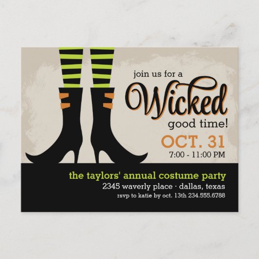 Wicked Witch Halloween Kostuum Party Uitnodiging (Voorkant)