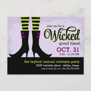 Wicked Witch Halloween Kostuum Party Uitnodiging Briefkaart