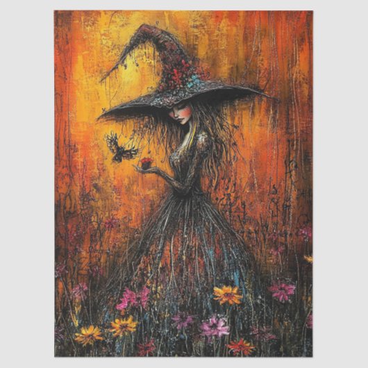 Wicked Witch in Large Hat Decoupage Tissue Paper Tissuepapier (Voorkant)