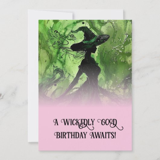 Wickedly goede heks licht roze en groene verjaarda kaart (Achterkant)