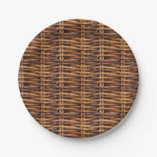 Wicker Basket Patroon Papieren Bordje
