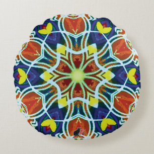Wicker Kaleidoscope Rond Kussen