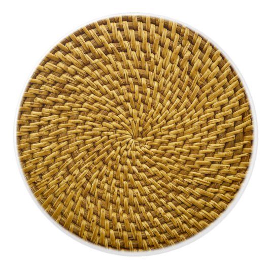 Wicker Rattan Boho Keramische Knop (Voorkant)