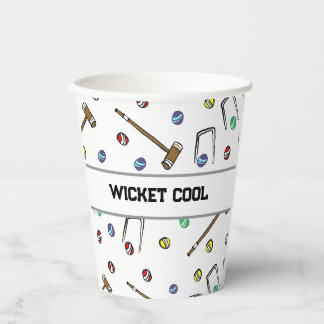 Wicket Cool Schattig Croquet Preppy Handgetekend Papieren Bekers