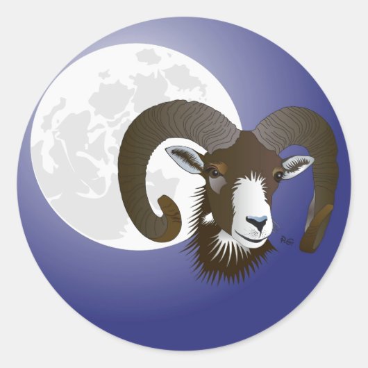 Widder - Tierkreiszeichen Aufkleber Ronde Sticker (Voorkant)