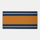 Wide 70s Sinaasappel White Navy Blue Racing Stripe Bureaumat (Voorkant)