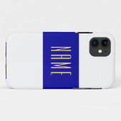 Wide Nautical Navy Blue White Stripes Jouw tekst Case-Mate iPhone Case (Achterkant (horizontaal))