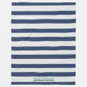 Wide Nautical Striped Weave Navy White ID1248 Fleece Deken (Voorkant)