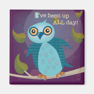 Wide-oyed Owl in Moonlight Magnet Magneet