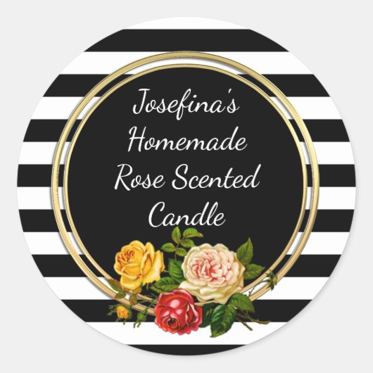 Wide Stripe  Roos Custom Candle Canning Jar Ronde Sticker (Voorkant)