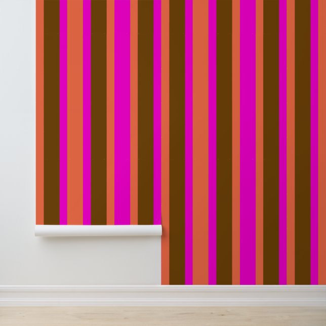 Wide Stripes Pink and Brown Behang (Applicatie)