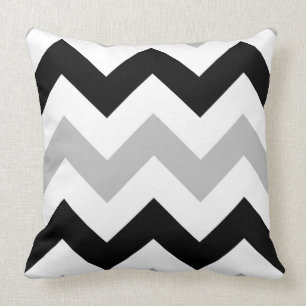 Wide Zigzag Pattern Grey Black & White Kussen