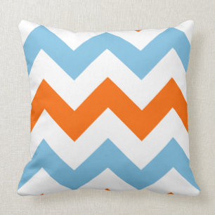 Wide Zigzag Pattern Oranje White & Blue Kussen