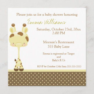 Widget Giraffe Baby shower Invitation Girl/Boy Kaart