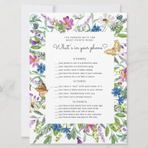 Widlfloral floral Baby shower telefoon spel kaart