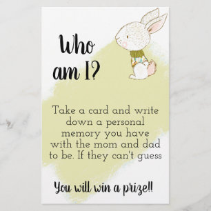 Wie ben ik? Baby shower Game Sign afdrukbaar Flyer