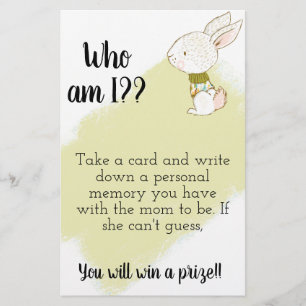 Wie ben ik? Baby shower Game Sign afdrukbaar Flyer