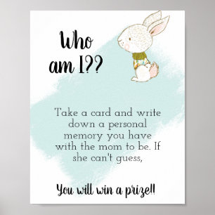 Wie ben ik? Baby shower Game Sign afdrukbaar Poster