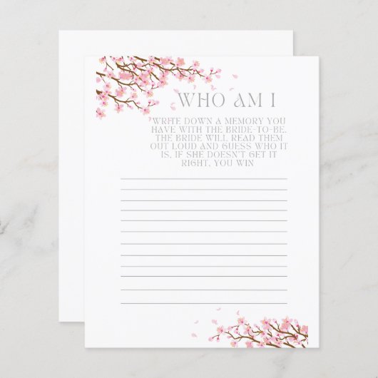 Wie ben ik een Vrijgezellenfeest-game-kaart voor h (Voorkant / Achterkant)