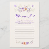 Wie ben ik Paarse vlinder Vrijgezellenfeest spel (Voorkant)