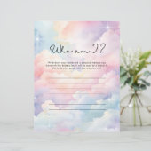 Wie ben ik Pastel Cloud Nine Vrijgezellenfeest spe (Staand voorkant)