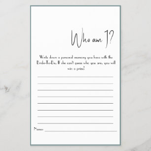 Wie ben ik? Shower Game Flyer