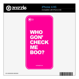 Wie controleert me Boo? - iPhone 4 Huid Skin Voor De iPhone 4