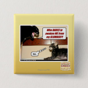 Wie durft me wakker te maken? vierkante button 5,1 cm