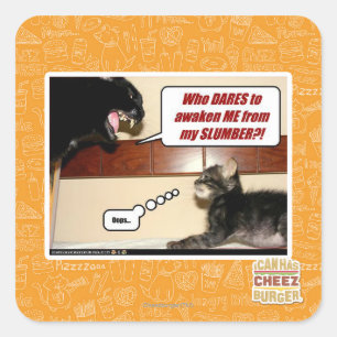 Wie durft me wakker te maken? vierkante sticker