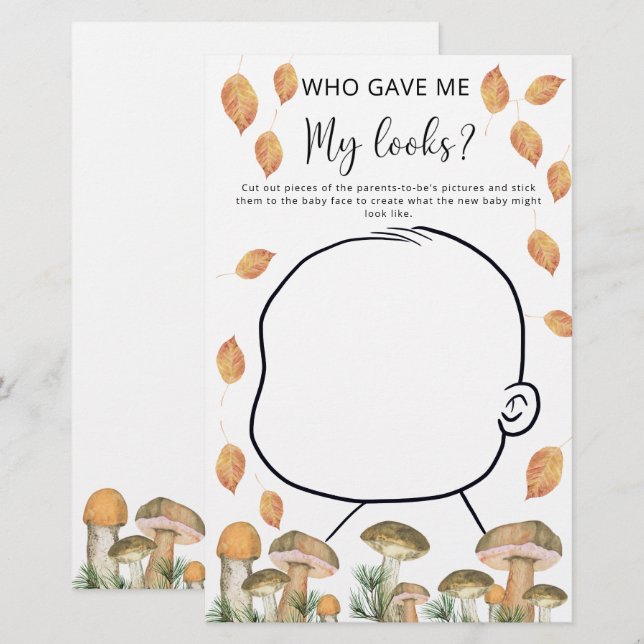 Wie gaf me mijn looks baby shower spel (Voorkant / Achterkant)
