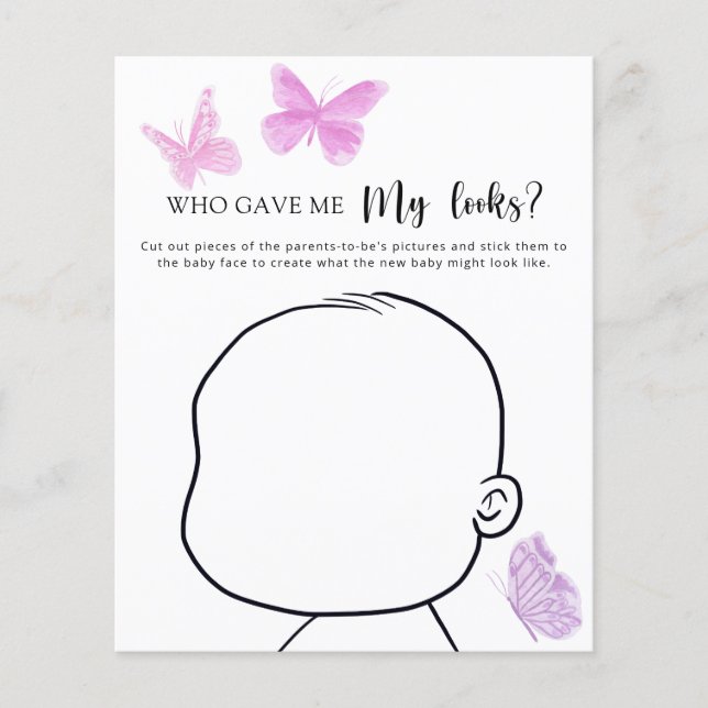 Wie gaf me mijn looks baby shower spel (Voorkant)