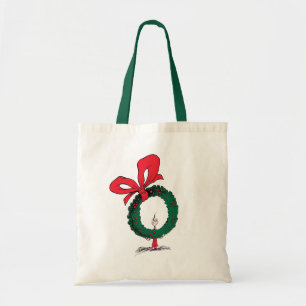Wie gluurt door de Kerstkrans Tote Bag