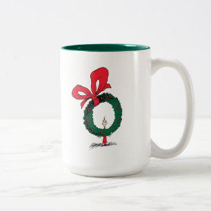 Wie gluurt door de Kerstkrans Tweekleurige Koffiemok