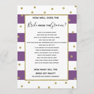 Wie goed doet bruid weet bruids baby shower spel kaart